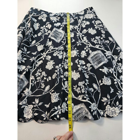 NWT 10P 10 PETITE black white layered midi cottagecore bird whimsical skirt NEW - Picture 9 of 9